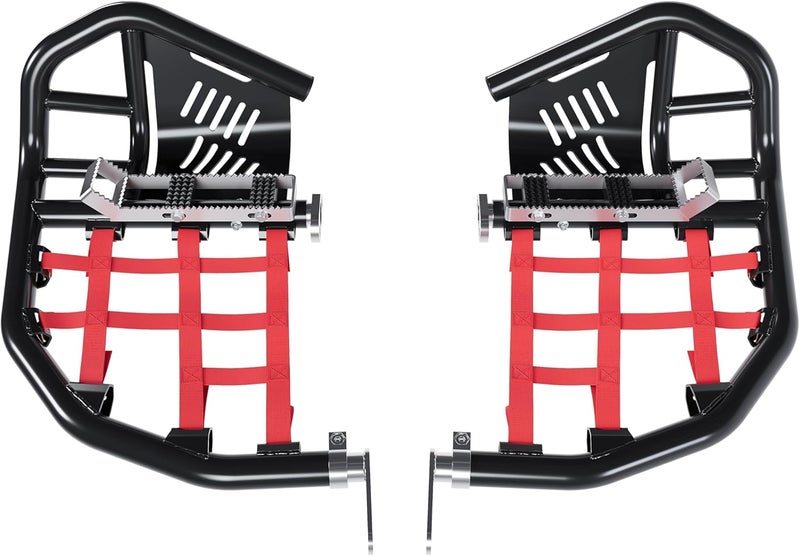 Kojem Nerf Bars Foot Pegs Compatible with Honda Sportrax 400 TRX 400EX 400X All Years (Black Nerfs & Red Nets) - Image 4